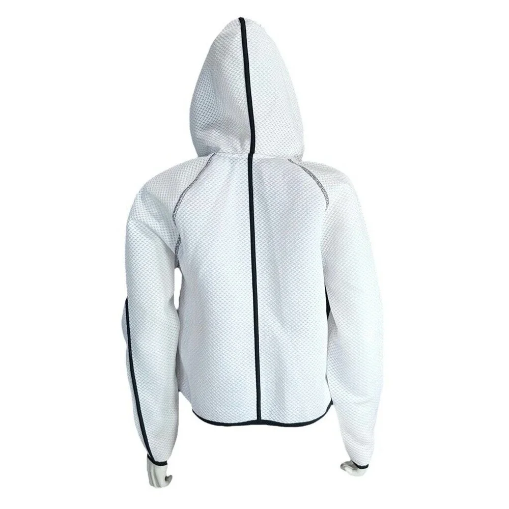Hot Beso Hooded Zip Up Jacket White Black Women's Medium
